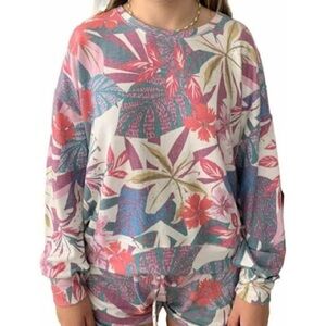 SUNDRY Tropical Raglan Long Sleeve Lightweight Sweatshirt